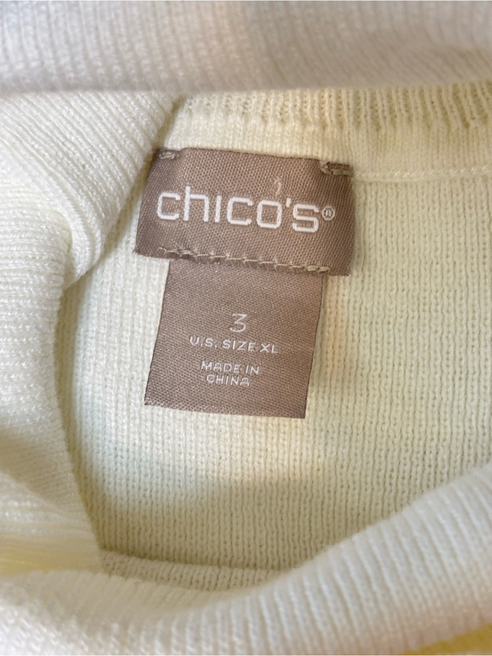 Chico’s Ivory Turtleneck Long Sleeve Sweater, XL, Chicos 3, cotton, coolmax - Picture 5 of 6